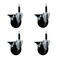 Service Caster 4'' Hard Rubber Swivel 3/4'' Expanding Stem Caster Set with Brake, 4PK SCC-EX20S414-HRS-PLB-34-4 - alternate 1